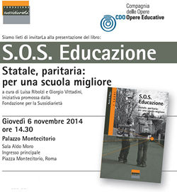 Invito per la presentazione del libro “SOS educazione Statale, paritaria: per una scuola migliore” di Luisa Ribolzi e Giorgio Vittadini 