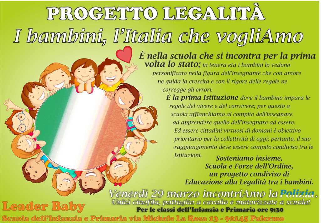 Locandina prog. legalità "I bambini, l'Italia che vogliAmo"