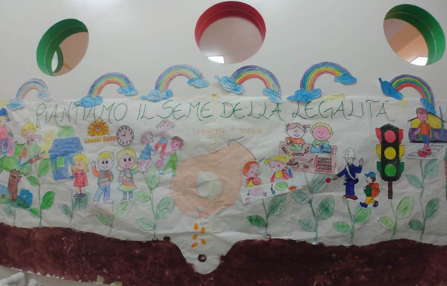 Disegno realizzato dagli alunni del Leader Baby per il progetto "I bambini l'Italia che vogliAmo!", esposto durante l'incontro con i poliziotti della Questura di Palermo